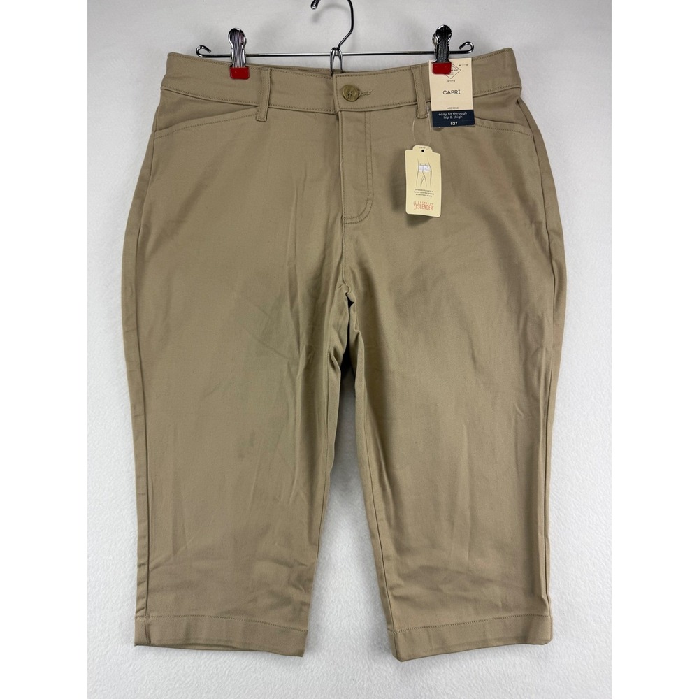 St. John's Bay Capri Pants Womens 10P Petite Tan Khaki Mid Rise NWT